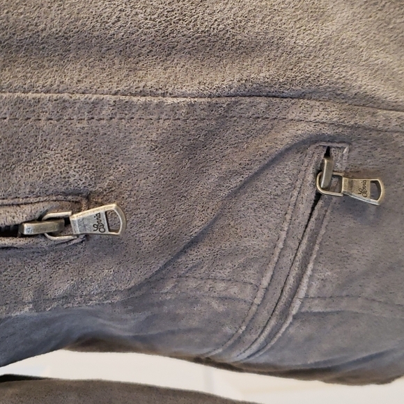Levi's Gray Leather Suede Moto Jacket Size S - Picture 7 of 15